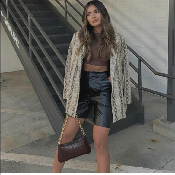 Zara Burgundy Brown Fall Chain Strap Animal Embossed Shoulder Bag - Picture 4 of 15